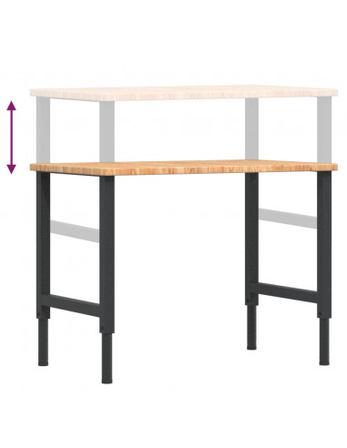 Banco Lavoro Marrone Chiaro 100x60x(71,5-98cm Legno di Rovere