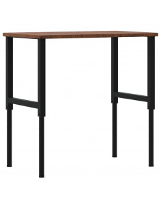 Banco Lavoro Marrone Scuro 100x60x(71,5-98) cm Legno di Rovere 2