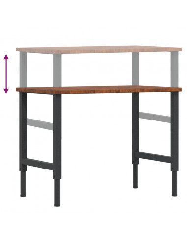 Banco Lavoro Marrone Scuro 100x60x(71,5-98) cm Legno di Rovere