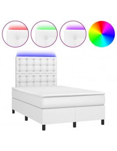 Giroletto Molle con Materasso e LED Bianco 120x190cm Similpelle 2