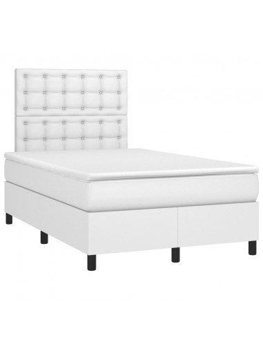 Giroletto Molle con Materasso e LED Bianco 120x190cm Similpelle