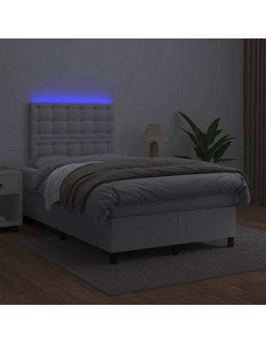 Giroletto Molle con Materasso e LED Bianco 120x190cm Similpelle