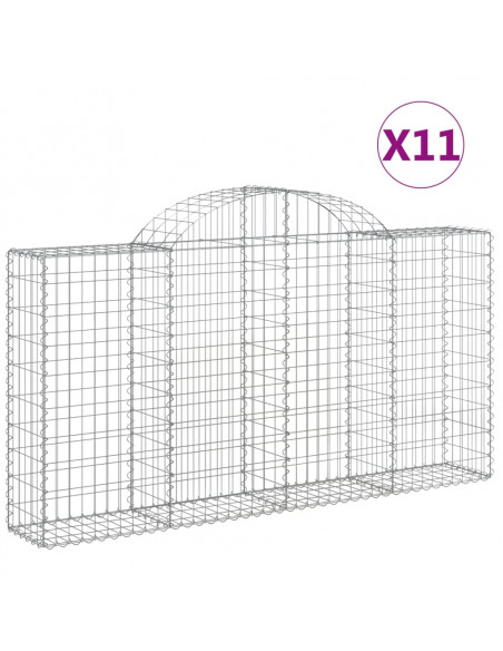 Cesti Gabbioni ad Arco 11 pz 200x30x100/120 cm Ferro Zincato