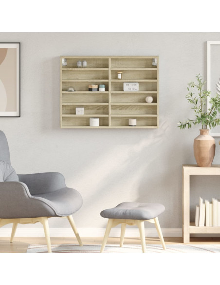 Armadietto Vetrina Rovere Sonoma 80x8,5x58 cm Legno Multistrato