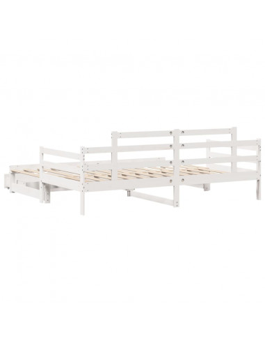 Dormeuse Letto Estraibile e Cassetti Bianco 90x190cm Legno Pino