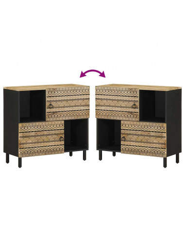 Credenza 80x33,5x75 cm in Legno Massello di Mango Grezzo