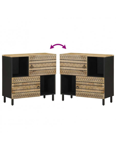 Credenza 80x33,5x75 cm in Legno Massello di Mango Grezzo