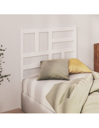 Testiera per Letto Bianca 96x4x104 cm in Legno Massello di Pino