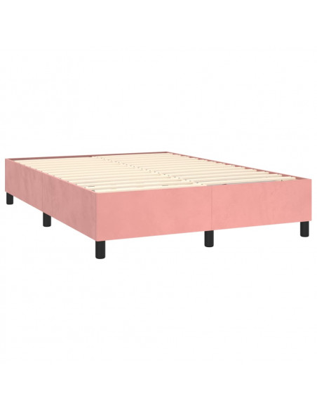 Giroletto a Molle con Materasso Rosa 140x190 cm in Velluto