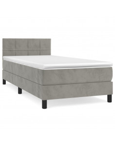 Giroletto a Molle con Materasso Grigio Chiaro 90x200 cm Velluto 2