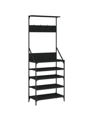 Appendiabiti con Porta Scarpe Nero 70x34x184 cm