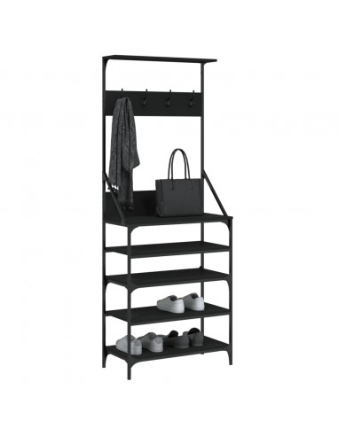 Appendiabiti con Porta Scarpe Nero 70x34x184 cm
