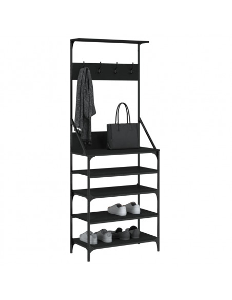 Appendiabiti con Porta Scarpe Nero 70x34x184 cm