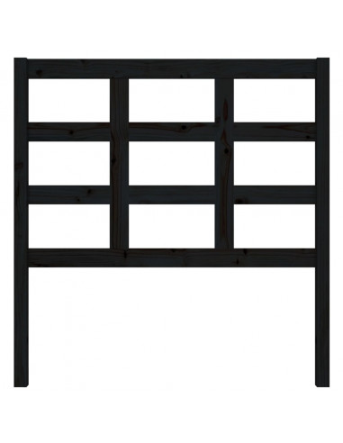 Testiera per Letto Nera 95,5x4x100 cm Legno Massello di Pino