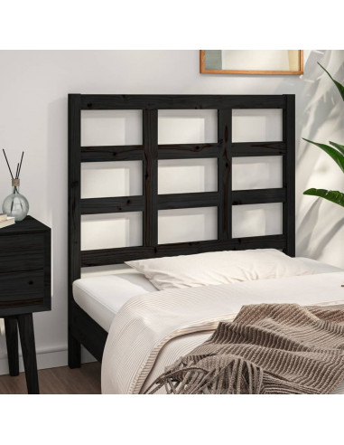 Testiera per Letto Nera 95,5x4x100 cm Legno Massello di Pino