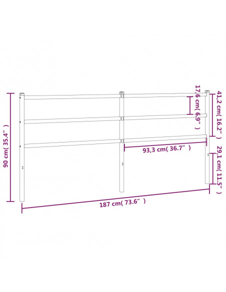 Testiera in Metallo Bianco 180 cm
