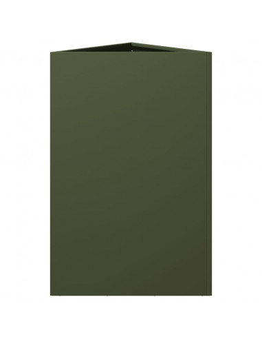 Fioriere 2 pz Verde Oliva Triangolari 50x43x75 cm in Acciaio