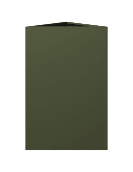 Fioriere 2 pz Verde Oliva Triangolari 50x43x75 cm in Acciaio