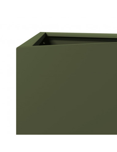 Fioriere 2 pz Verde Oliva Triangolari 50x43x75 cm in Acciaio