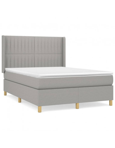 Giroletto a Molle con Materasso Grigio Chiaro 140x190cm Tessuto