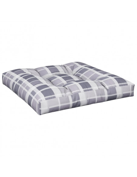 Cuscino per Pallet a Quadri Grigi 70x70x12 cm in Tessuto