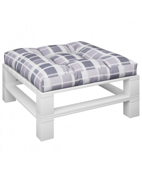 Cuscino per Pallet a Quadri Grigi 70x70x12 cm in Tessuto