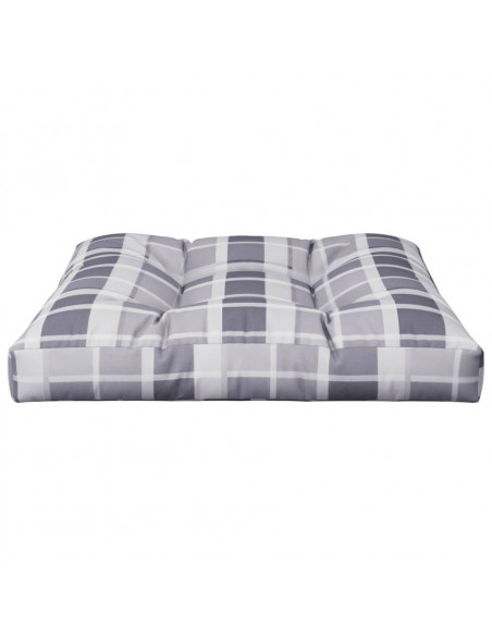 Cuscino per Pallet a Quadri Grigi 70x70x12 cm in Tessuto