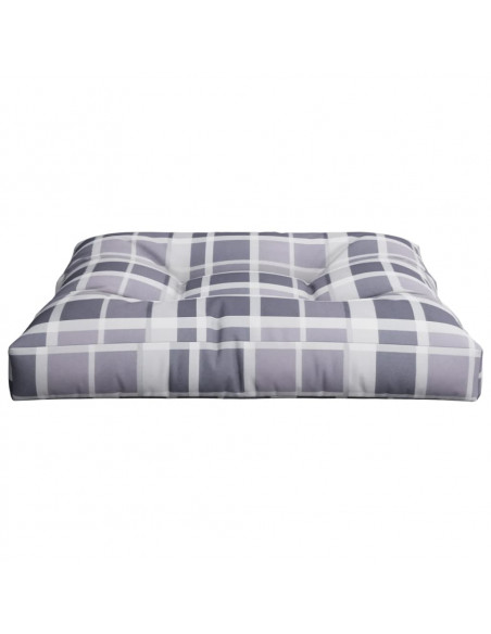 Cuscino per Pallet a Quadri Grigi 70x70x12 cm in Tessuto