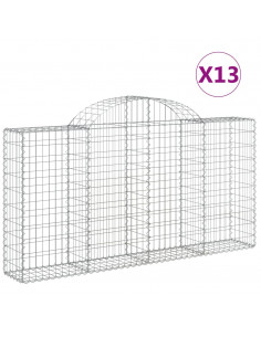 Cesti Gabbioni ad Arco 13 pz 200x30x100/120 cm Ferro Zincato 2