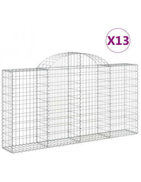 Cesti Gabbioni ad Arco 13 pz 200x30x100/120 cm Ferro Zincato
