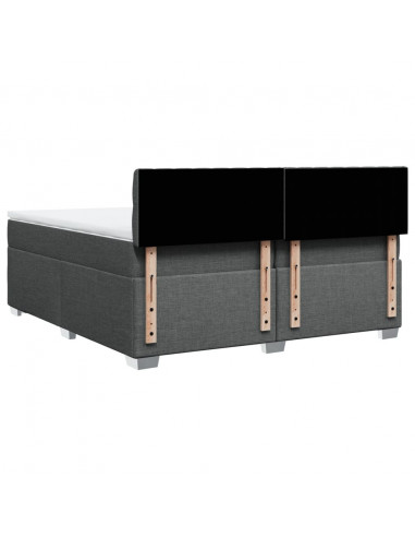 Giroletto a Molle con Materasso Grigio Scuro 200x200 cm Tessuto