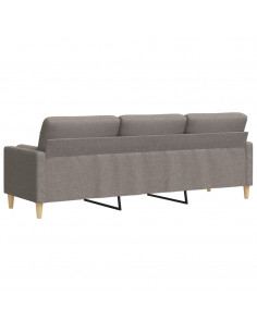 Divano a 3 Posti con Cuscini Tortora 210 cm in Tessuto