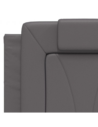 Giroletto con Testiera Grigio 140x200 cm in Similpelle