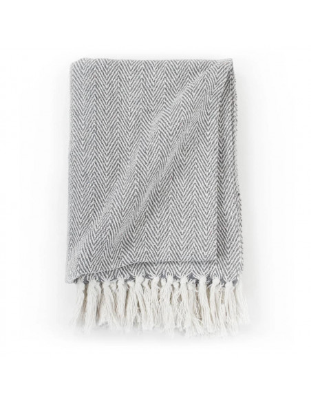 Copriletto in Cotone a Spina di Pesce 125x150 cm Grigio