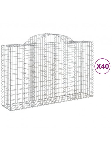 Cesti Gabbioni ad Arco 40 pz 200x50x120/140 cm Ferro Zincato