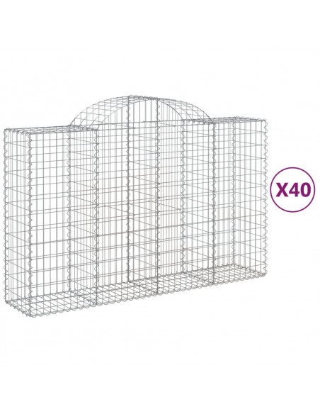 Cesti Gabbioni ad Arco 40 pz 200x50x120/140 cm Ferro Zincato