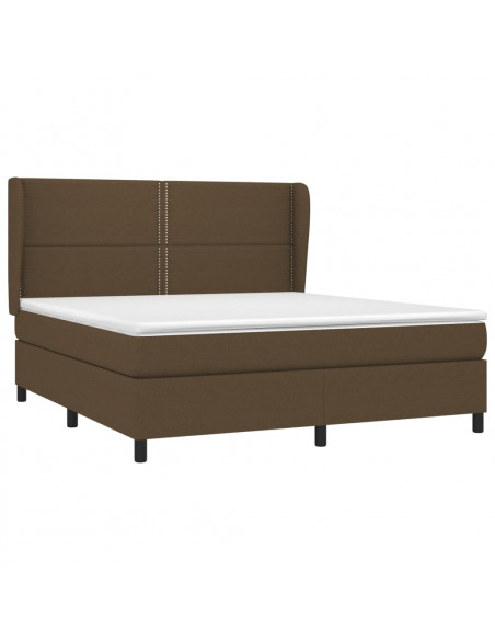 Giroletto a Molle con Materasso Marrone Scuro 160x200cm Tessuto