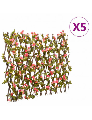 Traliccio Edera Artificiale Espandibile 5pz Rosa Scuro 180x60cm