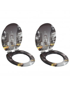 Copriwater 2pz con Chiusura Ammortizzata in MDF Design New York 2