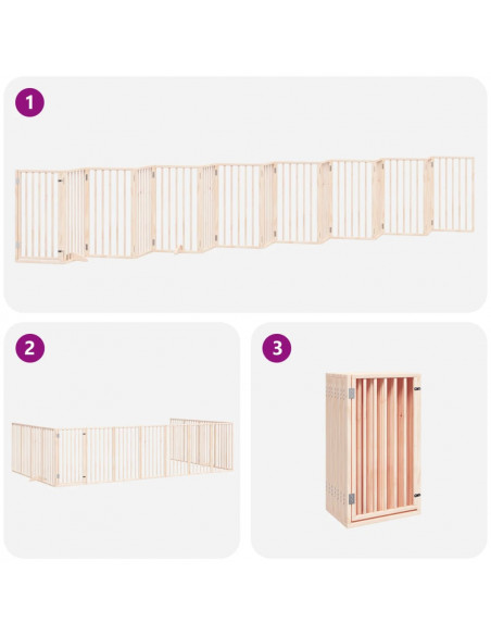 Cancello per Cani Porta Pieghevole 15 Pannelli 750 cm in Pioppo