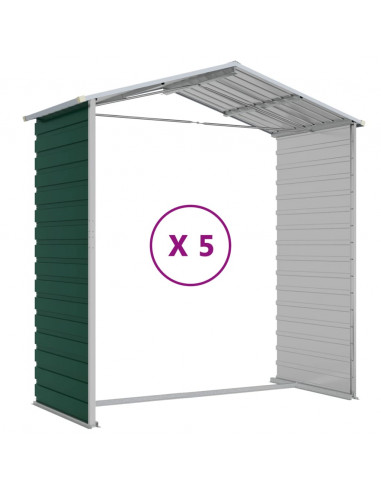 Capanno da Giardino Verde 191x470x198 cm in Acciaio Zincato