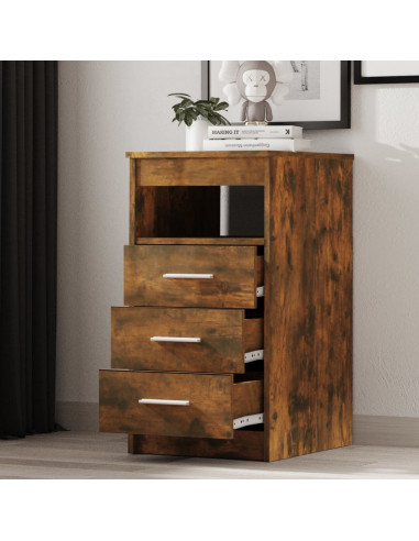 Cassettiera Rovere Fumo 40x50x76 cm in Legno Multistrato