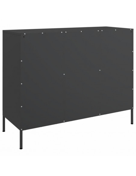 Credenza Nera 100,5x39x79 cm in Acciaio Laminato a Freddo