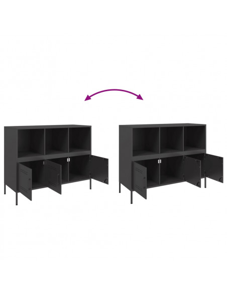 Credenza Nera 100,5x39x79 cm in Acciaio Laminato a Freddo
