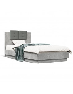 Giroletto e Testiera Grigio Cemento 90x190 cm Legno Multistrato 2