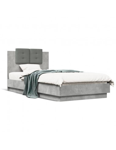 Giroletto e Testiera Grigio Cemento 90x190 cm Legno Multistrato