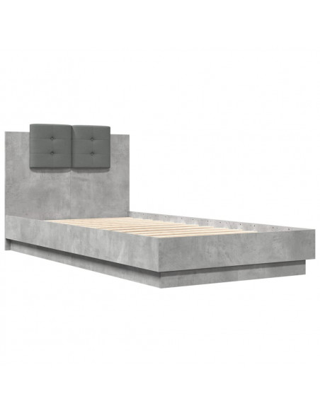 Giroletto e Testiera Grigio Cemento 90x190 cm Legno Multistrato
