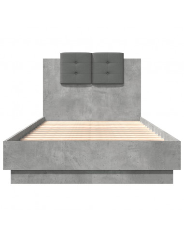 Giroletto e Testiera Grigio Cemento 90x190 cm Legno Multistrato