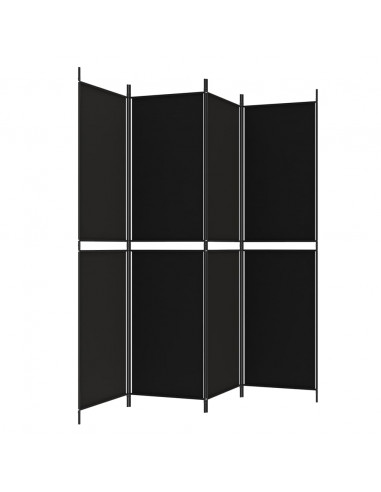 Divisorio a 4 Pannelli Nero 200x200 cm in Tessuto