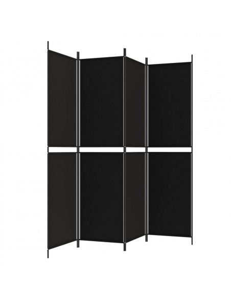 Divisorio a 4 Pannelli Nero 200x200 cm in Tessuto